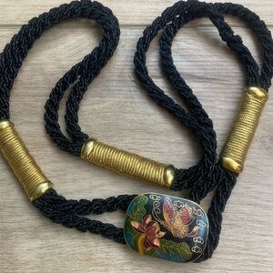 Vintage Butterfly Cloisonné‎ Cord Waist Belt
